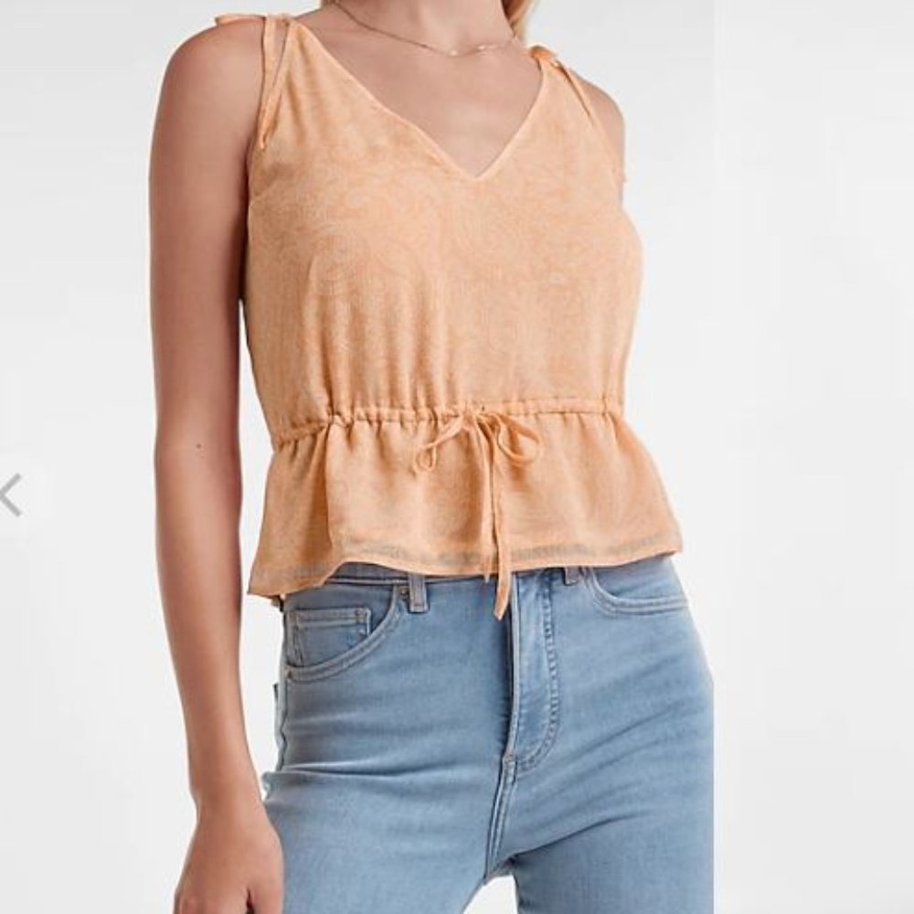 Paisley Drawstring Waist Tie Strap Cami